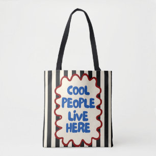 Bolsa Tote Cool People Live Here Frase Retro Div