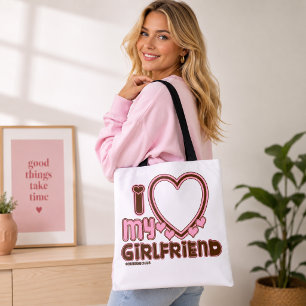 Bolsa Tote Corazón Rosa Marrón Te Amo Novia