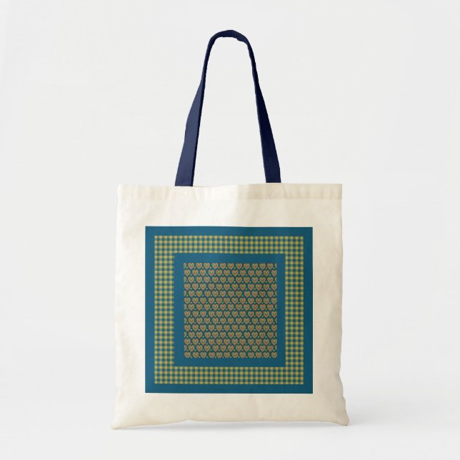 Bolsa Tote, Corazones y Verificar el Patrón Gingha (Frente)