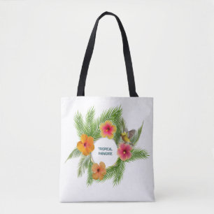 Bolsa Tote Corona Floral de Hibisco Tropical