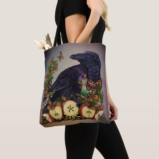Bolsa Tote Cuervo Faery Vuelos de Fantasía (Detalle)