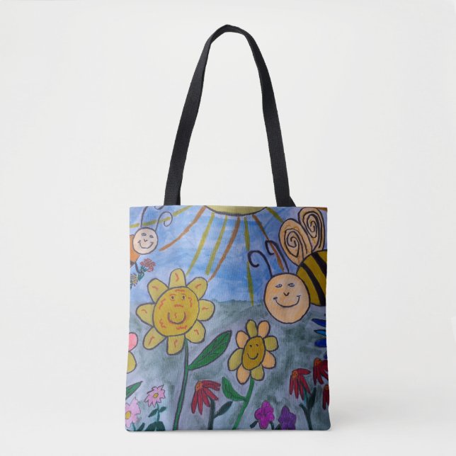 Bolsa Tote de Abejas y Flores (Anverso)