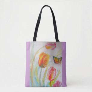 Bolsa Tote de Acuarela de Tulipanes Florales
