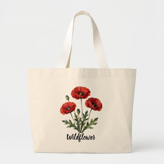 Bolsa tote de amapola roja de flores silvestres |  (Frente)
