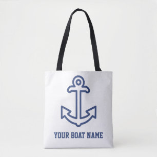 Bolsa Tote de anclaje azul y blanco personalizada