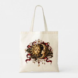 Bolsa tote de arte boho del sol y la luna celestia