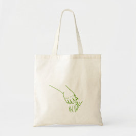 Bolsa tote de arte lineal verde de mano de duende