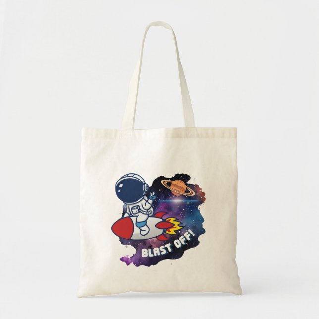 Bolsa Tote de Astronauta Adorable Despegando en Co (Frente)