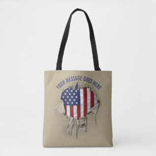 Bolsa Tote de bandera estadounidense hecha jirones
