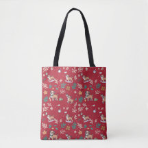 Bolsa tote de Boxer Navidad Kawaii Fiesta Perro
