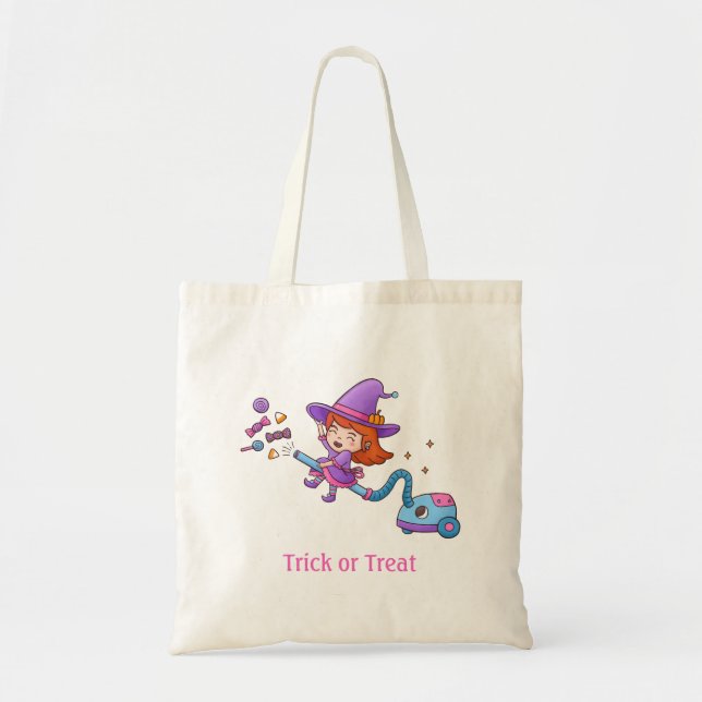 Bolsa Tote de Brujita Lindo en Aspiradora para Niñ (Frente)