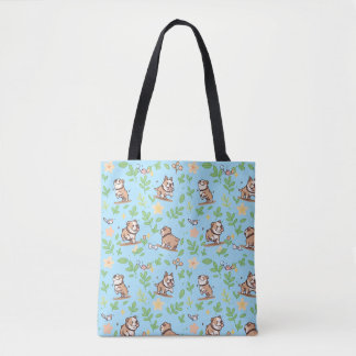 Bolsa tote de bulldog Floral primaveral aireado Am