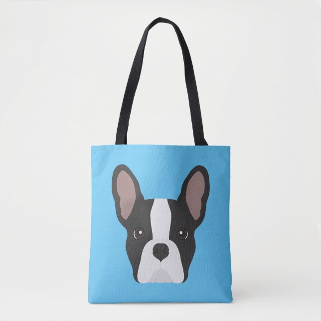 Bolsa tote de Bulldog Francés Blanco y Negro (Anverso)