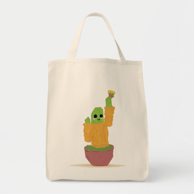 Bolsa Tote de Cactus Bonito con Suéter (Frente)