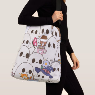 Bolsa Tote de Café y Gatos Fantasmales Adorables d