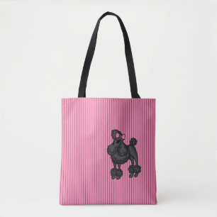 Bolsa tote de caniche francés a rayas
