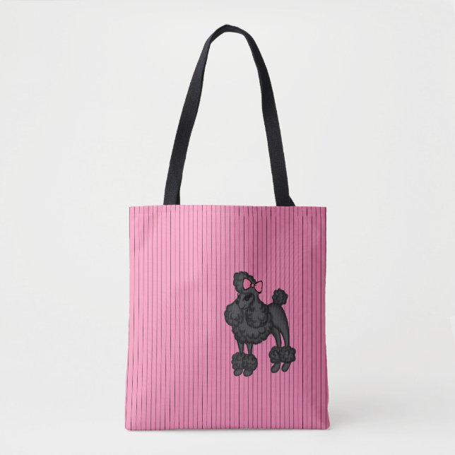 Bolsa tote de caniche francés a rayas (Anverso)