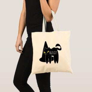 Bolsa Tote de Caramelo de Gato Negro con Sombrero 