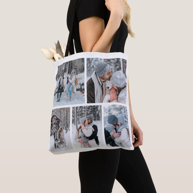 Bolsa Tote de cinco Collages de fotos personalizad (Detalle)