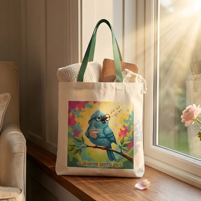 Bolsa tote de cita de pájaro azul (Subido por el creador)