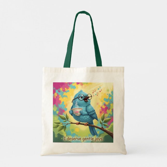 Bolsa tote de cita de pájaro azul (Reverso)