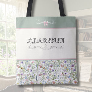 Bolsa Tote de Clarinete de Flores Silvestres Verde