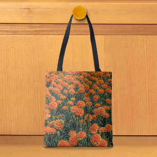Bolsa tote de claveles naranjas