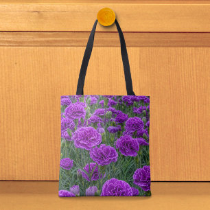 Bolsa tote de claveles púrpura