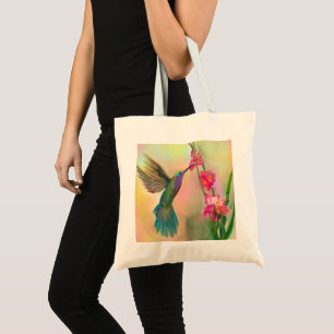 Bolsa Tote de Colibrí y Flor Hermosa