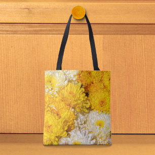 Bolsa Tote de Crisantemos Blancos y Amarillos