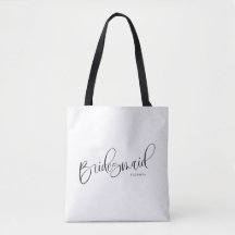 Bolsa tote de dama de honor negra blanca caligrafí