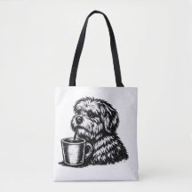Bolsa Tote de Dibujo Divertido de Perro Desgreñado