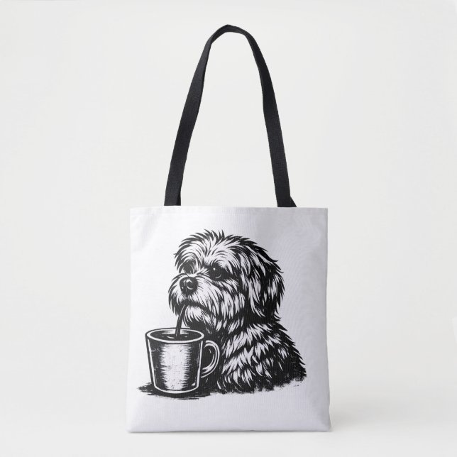 Bolsa Tote de Dibujo Divertido de Perro Desgreñado (Anverso)