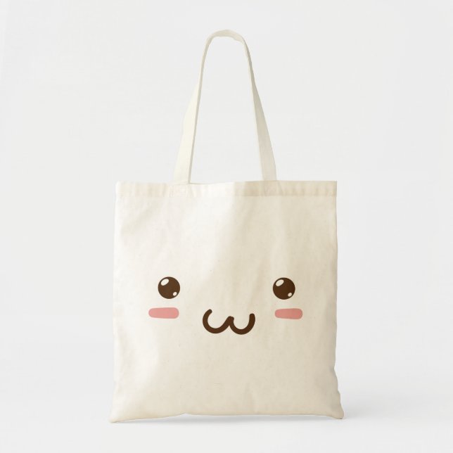 Bolsa tote de diseño de cara linda (Frente)