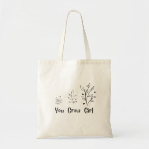 Bolsa tote de diseño simple "You Grow Girl"