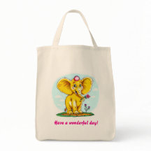 Bolsa tote de elefante lindo – “¡Que tengas un día