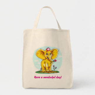 Bolsa tote de elefante lindo – “¡Que tengas un día