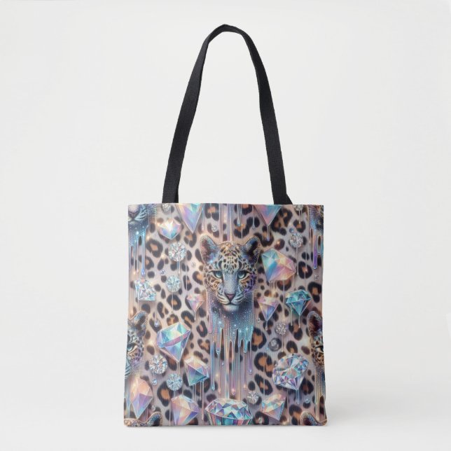 Bolsa tote de estampado de leopardo femenino opal (Anverso)