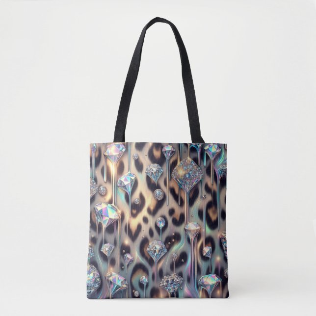 Bolsa tote de estampado de leopardo femenino opal  (Anverso)