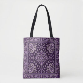 Bolsa tote de estampado paisley de bandana morada 