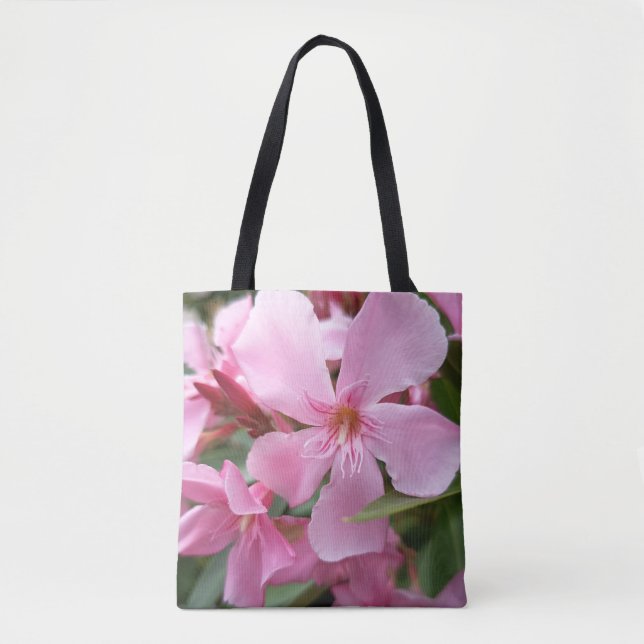 Bolsa tote de flor de oleandro rosa | Botánico ele (Anverso)