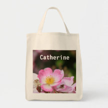 Bolsa tote de flor de rosa rosa silvestre. Agrega
