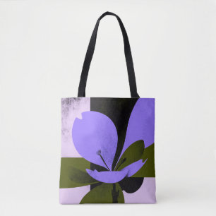 Bolsa tote de flor púrpura – Floral abstracto mode