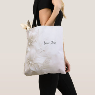 Bolsa tote de flores blancas marfil