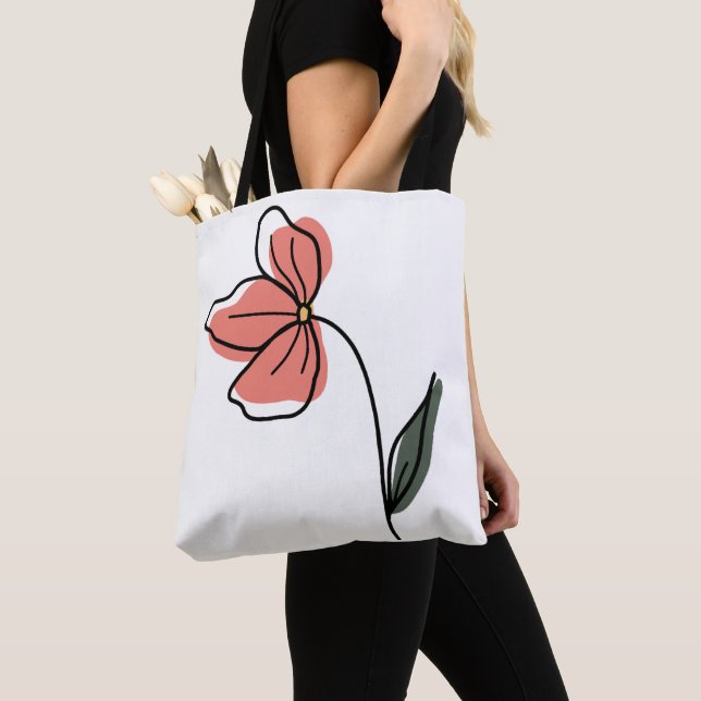 Bolsa tote de flores minimalistas abstractas (Detalle)