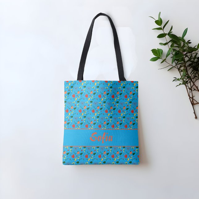 Bolsa tote de flores silvestres amapola turquesa (Subido por el creador)