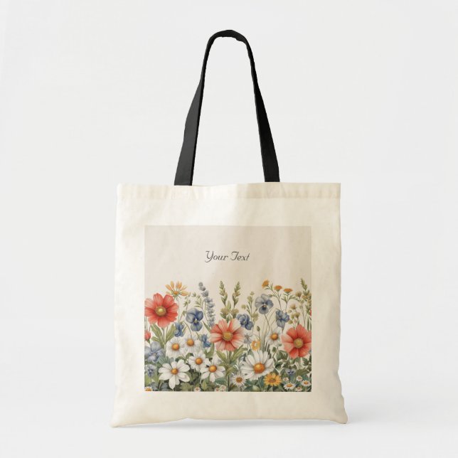 Bolsa Tote de Flores Silvestres Coloridas (Frente)