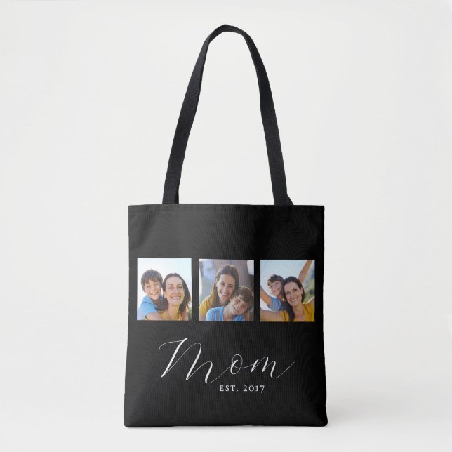 Bolsa Tote de Foto con Letra de Mamá Establecida N (Anverso)