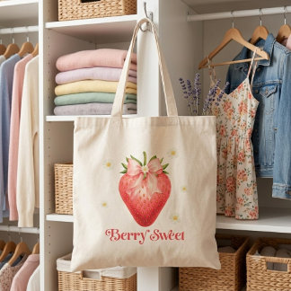 Bolsa tote de fresa dulce | Acuarela adorable