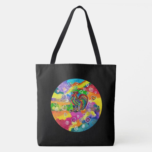 Bolsa tote de gallo enamorado (Anverso)